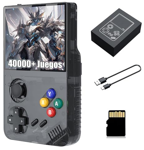 M19 Consola de Juegos portátil Retro con más de 40000 Juegos,25 emuladores,Pantalla IPS HD de 3,5 Pulgadas,640x480p,Sistema EmuELEC,Consola de Juegos portátil multilingüe,3000 mAh (Negro 256 GB)