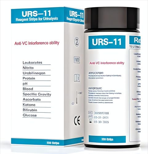 Strisce Test delle Urine (100 pezzi),11 parametri Analisi Stick, Reattive per Urinalisi con cartella colori di riferimento.