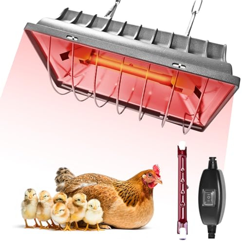 Wärmelampe für Küken, Hühnerstall Heizung mit 2-stufiger Sparschalter, Infrarot Heizstrahler, Wasserdicht und Hochtemperaturbeständig, Ideal für Hühner, Enten, Welpen, Kaninchen