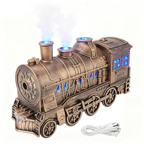 Fauitay Train Humidifier, 300ml Steam Train Diffuser Essential Oil Diffuser Cool Mist Humidifier with Night Light, 2/8 Hour Timer, Dual Mist Outlets for Bedrooms Office Desktop