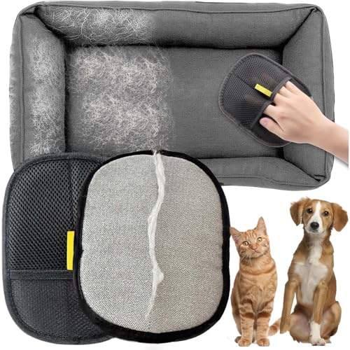 SZZETK 2 Guantes Quitapelos para Mascotas, Guante para Eliminar El Pelo de Perro, Guante de Depilación Electrostática, Guantes de Doble Cara para Cuidado de Mascotas para Ropa, Alfombras, Sofás