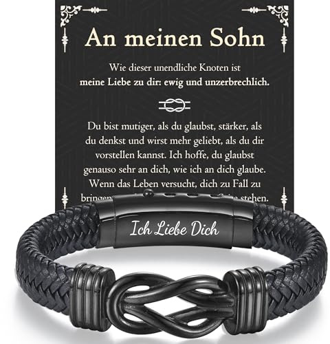 wynn's Ich Liebe Dich Geschenke für Männer, Lederarmband Armband Herren, Geschenke für Mann Freund Ehemann Sohn Bruder Enkel Papa Bonus Papa Stiefvater zum Geburtstag Vatertag Weihnachten Valentinstag