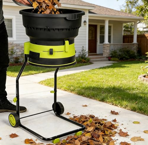 Naturalpowev Broyeur à Feuilles sans Lame Haute Puissance, Broyeur de Déchets de Jardin 8000 TR/Min, Taux Broyage 17:1 Collecteur Réglable pour Compost et Cour 10m-Powercord