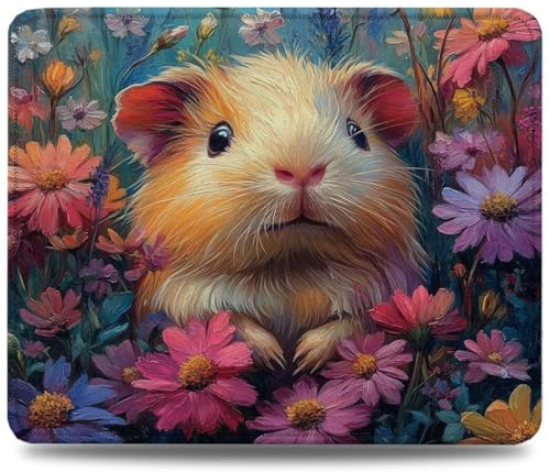 Mouse Mat 300 x 250 x 3 mm Gaming Mouse Pad, Non-Slip Rubber Base, Waterproof Surface Mousepad, Stitched Edges, Compatible with Laser and Optical Mice, Guinea Pig Desk Mat, Gifts for Man Animal 0d-920