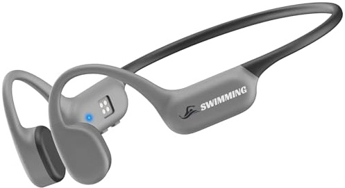 Auriculares Conducción Osea Natacion Bluetooth 5.4, Auriculares Natacion Impermeables IP68, inalámbricos con diseño abierto, reproductor de MP3 con memoria integrada de 32 GB, para Correr -Gris