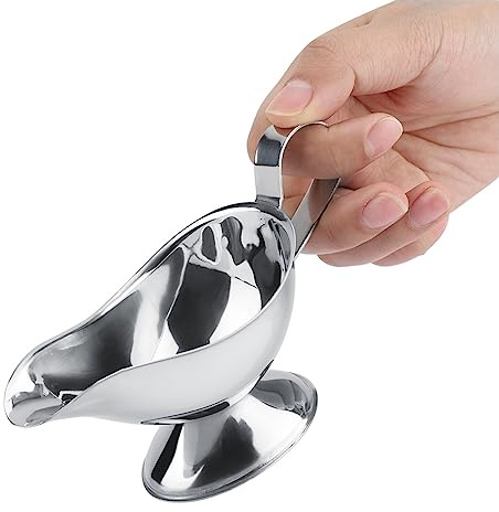 Sorandy Salsera de Acero Inoxidable, Diseño a Prueba de Fugas con Ergonómico, Bote para Servir con Base Antideslizante Ovalada, Ideal para Restaurante, Cocina y Uso Doméstico (3 onzas)