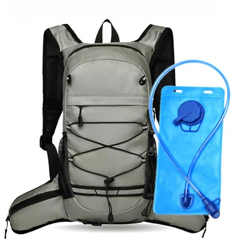 SOUNAY Cykelryggsäck 10 l, unisex, med reflektorremsor, vikbar dryckesryggsäck, cykel, löparryggsäck för pendling, cykling, jogging, vandring (grå)