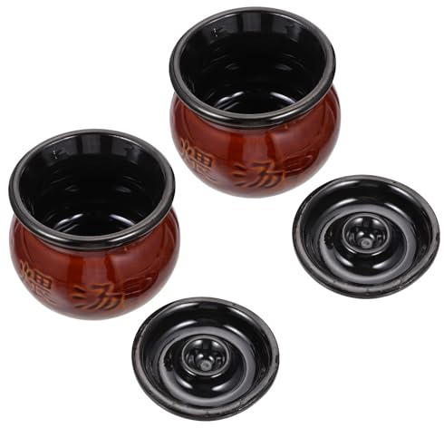 PATKAW 2 Piezas Cazuela de Barro para Estofado 250 Ml Resistente Alta Temperatura Adecuado para Cocina Doméstica y Restaurante Utensilio de Cocina para Sopas y Fideos de Patata