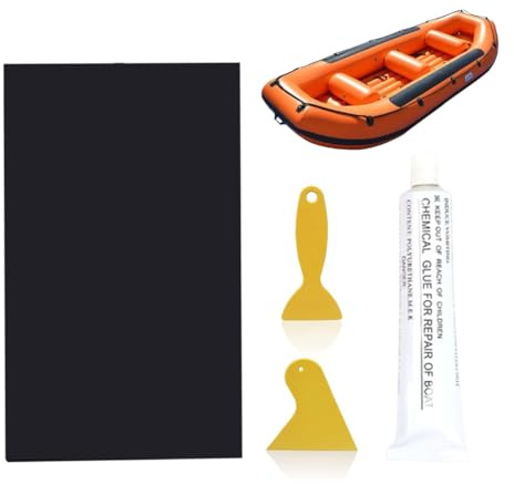 FUHAMJ Kit di Riparazione 4 Pezzi per Gommone e Kayak, Toppe Impermeabili in PVC per Barca, Canoa, SUP Gonfiabile, Adesivi di Sicurezza per Attrezzature Nautiche, Resistente all'Acqua Salata