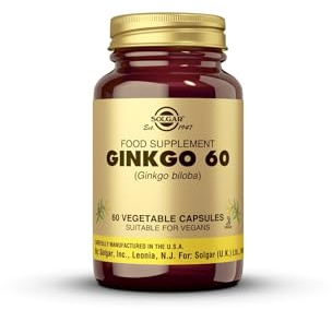 Solgar Ginkgo Biloba Vegetable Capsules - Pack of 60 | Botanical extract with antioxidant properties to help fight free radicals and support mental alertness; vegan formula.
