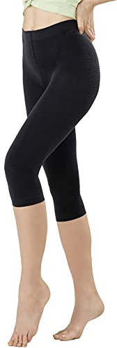 SOLIDEA Dam Leggings Modell Capri Mikromasserande Silver Wave Corsaro Graderad Kompression Förebyggande (svart, 46)