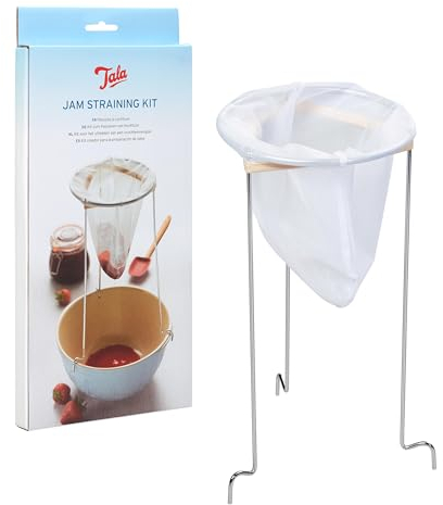 Tala Jam Straining Set Reusable Nylon Straining Bag with Sturdy Chrome Stand for Jam, Jelly & Preserves, Ideal for Removing Seeds, Pips & Pulp, Perfect for Homemade Seedless Jam Making