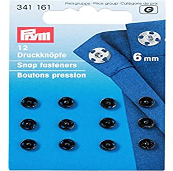 Prym Schaltflächen, Metal, Schwarz, 6 mm Größe