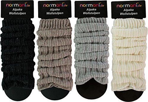 normani 2 Paar Alpaka Grobstrick Stulpen Legwärmer mit Alpakawolle
