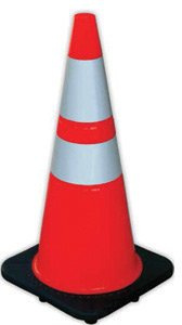 JBC Safety S70032CT3M64 JBC 28 Orange PVC Revolution Series 1-Piece Traffic Cone with Black Base/4/6 3M Reflective Collar