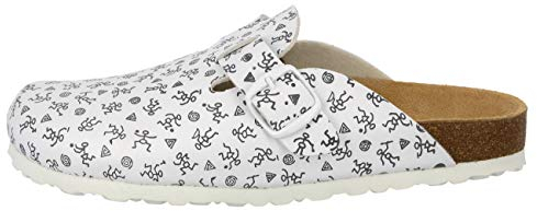 Lico Damen Bioline Clog Print Clogs, Weiß Grau, 40 EU