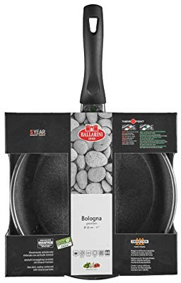 Ballarini Bologna Granitium Padella 28 cm con coperchio in vetro 9N3K-D.28 in alluminio con rivestimento antiaderente in granito adatto a induzione, controllo della temperatura Made in Italy, 47.4x30.7x40.5 cm