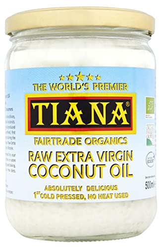 TIANA® Fairtrade Organics Raw Extra Virgin Coconut Oil, Voted UK no.1 for Skin, Hair and Cooking. 500ml Pack of 1