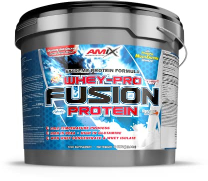 AMIX - Proteína Whey - Pure Fusion - 4 Kg - Concentrado de Suero Ultra Filtrado - Proteína Isolada con Splenda - Contiene L-glutamina - Proteínas para Aumentar Masa Muscular - Sabor Chocolate