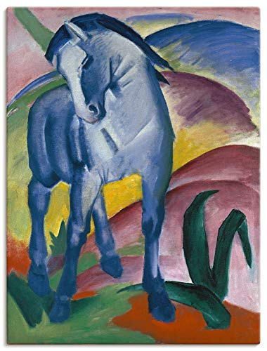 ARTLAND Wanddeko Leinwand Bilder Wandbild 60x80 cm Landschaften Berge Tiere Blaues Pferd 1911 Expressionismus Franz Marc T7UX