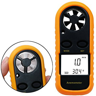 Jiusion Anemómetro digital de velocidad del viento LCD de mano Inalámbrico Medidor de mano Medidor de flujo de aire Medición de velocidad Termómetro Probador para windsurf Kite Volar Vela Surf Pesca