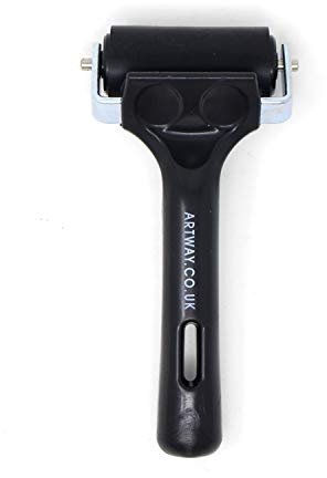 Artway - Linolwalze aus Hartgummi - für Linoldruck und Blockdruck - schwarzer Griff - 5,5 cm - 1 Stück, Schwarz