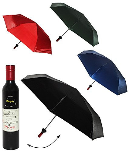 alles-meine.de GmbH 1 Stück Weinflasche als - Taschenschirm - in grün/schwarz/rot/blau - ø 98 cm - Regenschirm/Erwachsenenschirm/Kinderschirm / - Weinliebhaber - ..