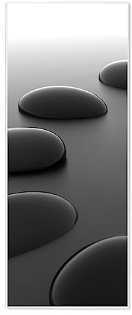 banjado® Magnettafel 30 x 75cm / Magnetwand aus Metall/Magnetpinnwand als Memoboard/Pinnwand Magnettafel Küche, Büro, Kinderzimmer inkl. 4 Magnete & Montageset - Motiv Schwarze Steine