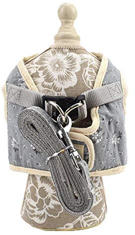 GUOCU Katzengeschirr Ausbruchsicher Geschirr Katze Kleine Verstellbar Katzengarnitur Welpengeschirr Geschirr für Katzen Kitten kleine Hunde Chihuahua Cat Harness,Grau 2,L
