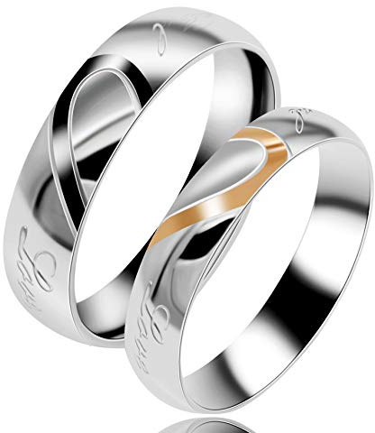 Uloveido Anillo de Bodas de Acero Inoxidable Amor Verdadero Regalo de San Valentín para niños y552 (Talla 19)