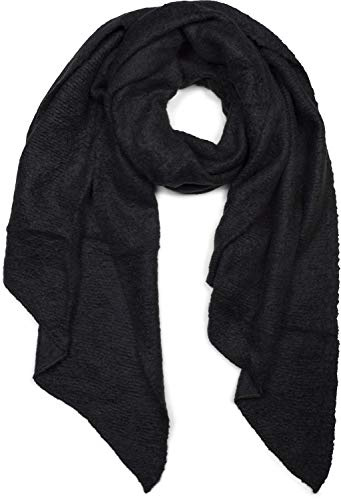 styleBREAKER Damen Webschal Asymmetrisch Viskose Unifarben, Schwarz