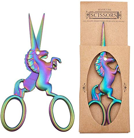 SUNNYCLUE 4.5 Zoll/11.4cm Einhorn Schere Einhorn Kleine Stickerei Nähen Schere Edelstahl Stickschere Klein Scharf Vintage Scharfe Scheren Für DIY Handwerk Nadelarbeit Thread Kunstwerk Spitze Heimwerk