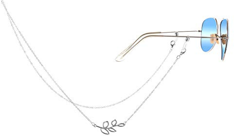 Yienate Bohemia Damen Brillenketten Anti-Rutsch Brillenkette Hohle Blätter Anhänger Brillen Zubehör Brillenhalter - Brillenhalter - Sonnenbrille Retainer Strap (Silber)
