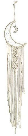 TOKYMOON Arazzo Macrame da Parete Acchiappasogni Fatti a Mano Woven Tapestry Cattura Sogni Boho Decorazione Casa Salotto Camera da Letto Nozze Muro Macrame Arazzo da Parete (Luna)