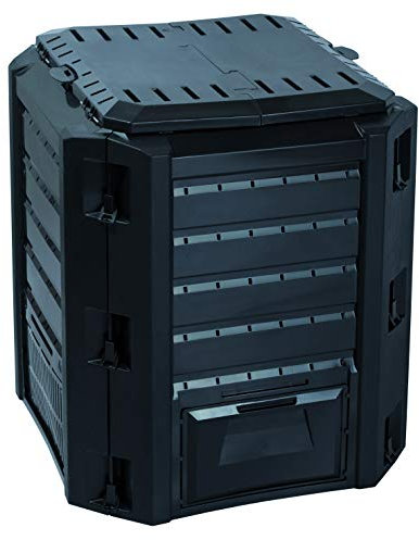 KG KITGARDEN - Compostador de Jardín con Capacidad de 380L, Eco Friendly, 82.6x71.9x71.9cm, Negro