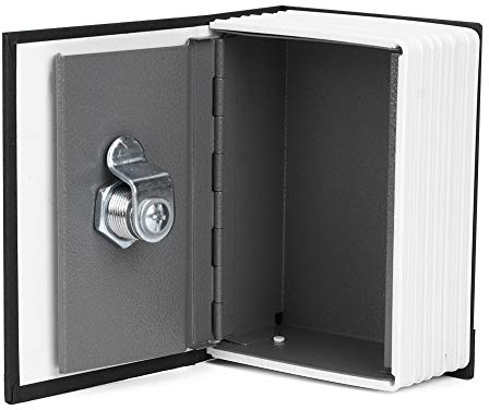 EVTSCAN Stainless Steel Safety Box, Mini Simulation Book Safe Storage Box Money Cash Jewelry Security Lock Case with Keys