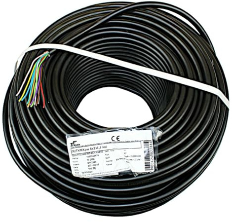 KAUFDAS 6x2x0,8mm Erdkabel mit hydrophobem Gel, wasserdichtes Fernmeldekabel, Steuerkabel für Magnetventil/Steuergerät, Telefonkabel (Schwarz, 50M)