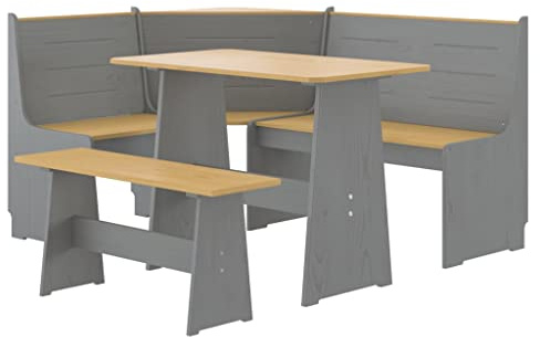 vidaXL Set da Pranzo 3pz Reine Marrone Ambra e Grigio in Legno di Pino