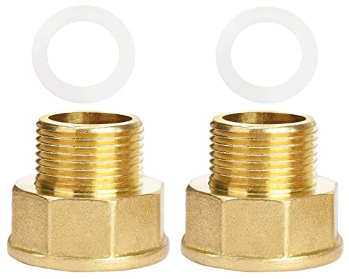 Nutmanel Reduzierstück 3/4 auf 1 Zoll aus Messing, 2 Stück Reduzierverlängerung mit Dichtring Reduzierstück Reduzierverlängerung aus Messing Gasherd Adapter Gasadapter 3/4 auf 1 Zoll