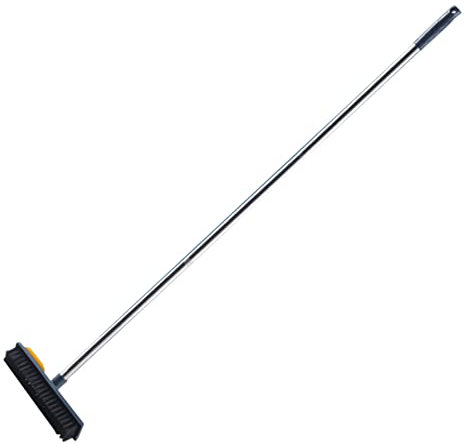DOITOOL Pet Hair Broom Extendable Handle Floor Scraper Brush for Hardwood Tile and Windows for Grout Cleaning and Deck Maintenance
