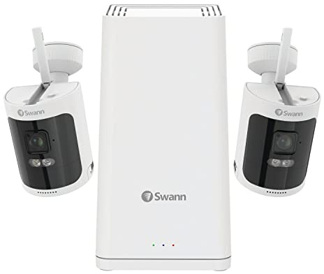 Swann AllSecure650 Wi-Fi NVR Security System with 1TB HDD, 2 Camera 8 Channel, 2K HD wireless rechargeable battery camera CCTV, Indoor / Outdoor, Colour Night Vision, Heat & Motion Detection, 650KH2