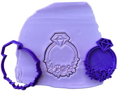 Engagement Ring Cookie Cutter and Stamp (Medium - 8cm)