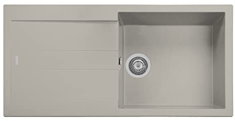 Lavello in quarzo da cucina incasso PLADOS AM9910 vasca singola più scolapiatti 99cm - Taupe Matt
