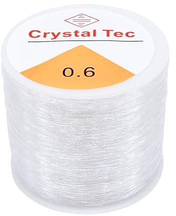Elastische Schmuckfaden, Transparente Perlen Faden, Unsichtbare Nylonschnur, Reißfeste Schnur, Gummiband für Armbänder, für Perlenschmuck Armbänder Basteln (0.6mm)