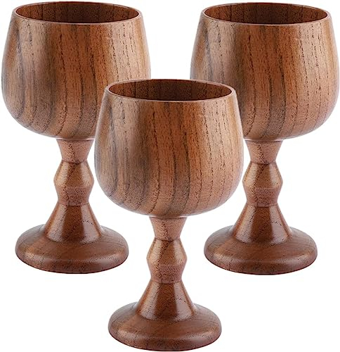 KAnduo Personalisierte Bierkrüge, Bierkrüge, Bierkrüge, Tee- und Kaffeebecher, 3 Stück, Holzkelch, Retro-Bierkrug aus Holz, Weinkrug, Trinkbecher, Wasserbecher, 150 ml