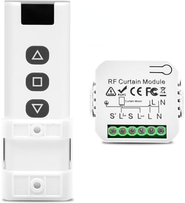 APKLVSR Funk Rolladensteuerung Nachrüstset, Rolladenschalter Funk für Rolladen, Jalousien, Markisen, Markisensteuerung, Bestehend aus RF Fernbedienung + Empfänger Modul, leichte Montage