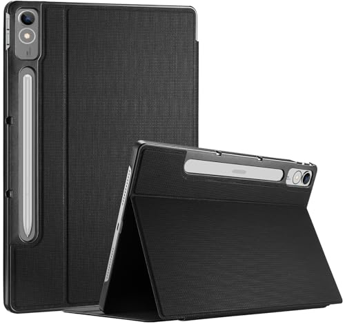 ProCase Hülle für Lenovo Tab P12 12.7 2023 mit Stifhalter, Leicht & Hart Buch Cover Stoßfest Schutzhülle Smart Case für 12.7 Zoll Lenovo Tab P12 Tablet 2023 - Schwarz