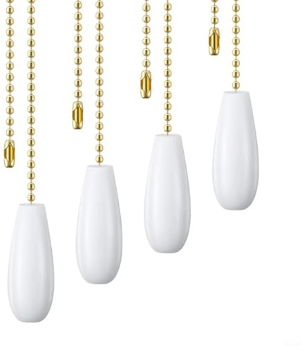 SPORTARC Chaîne de traction décorative pour ventilateur de plafond Crystal - Chaîne de traction pour ventilateur de plafond avec perles (blanc)