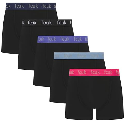 French Connection FCUK20 Mens Boxer Shorts 5-Pack Classic Fit Trunks
