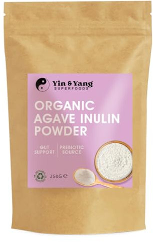 Organic Inulin Prebiotic Fibre Powder – 250g, by Yin & Yang Superfoods. Agave Inulin, Vegan, GMO and Palm Oil Free.